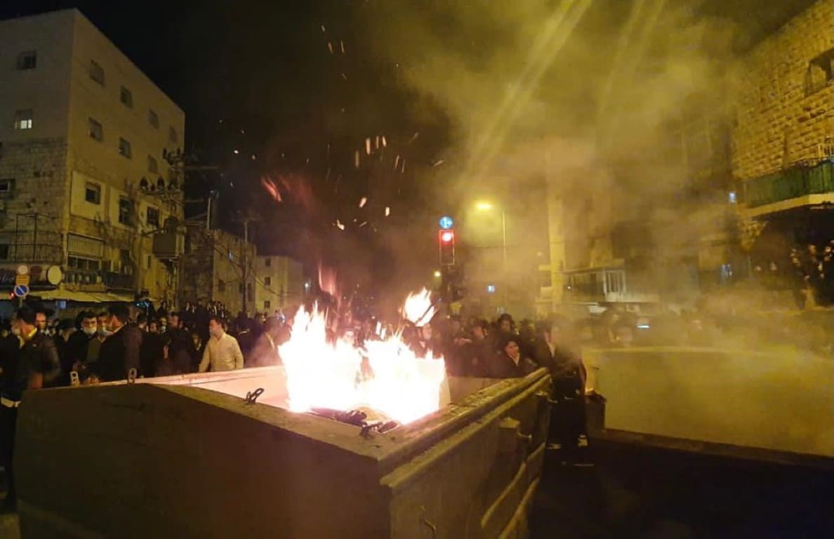 הפגנת חרדים בירושלים. צילום: דוברות המשטרה