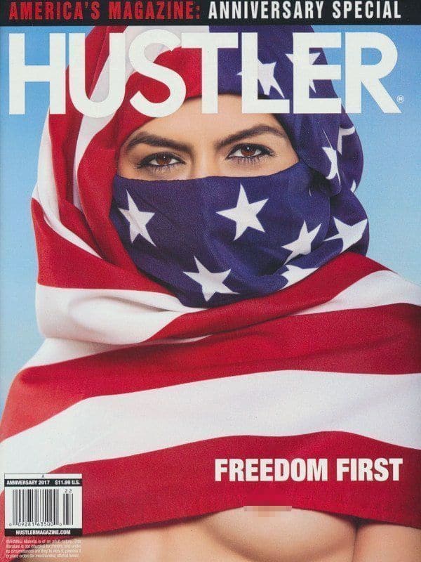 דגל אמריקאי או חיג'אב, שער מגזין HUSTLER, מאי 2017
